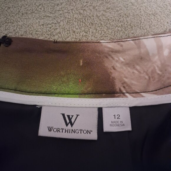Women’s Worthington Cotton SKIRT ‘Green Island Retreat’ Tropical Forest Sz. 12 - Picture 3 of 8